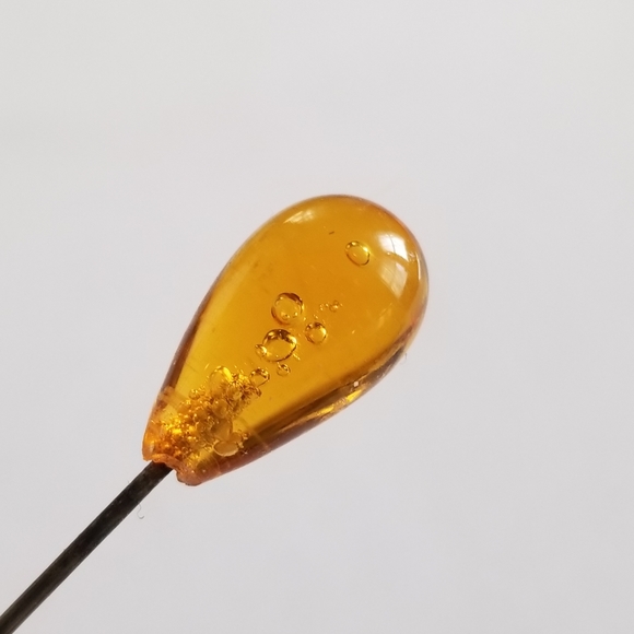 Vintage yellow glass stick pin silver tone stickpin hat pin brooch - Picture 9 of 9